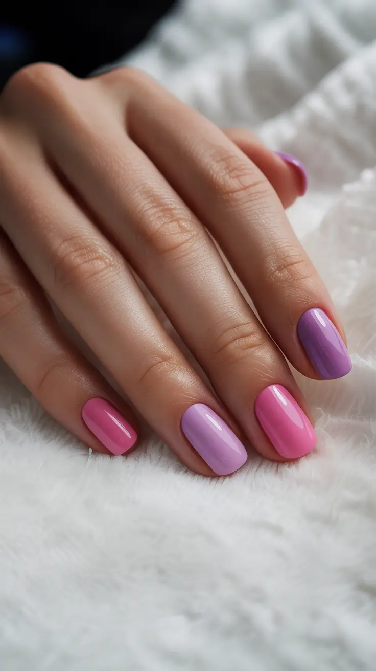 simple everyday nails 2026 Pastel pink mix