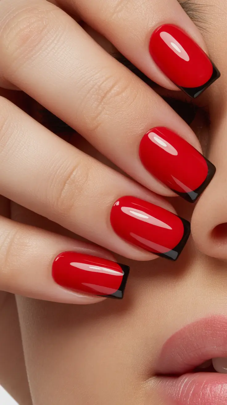 simple everyday nails 2026 Red square nails