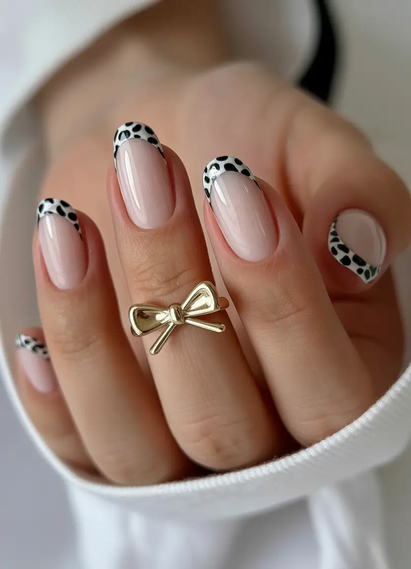 simple short almond nails 2026 Playful Polka Dot French With a Soft Base