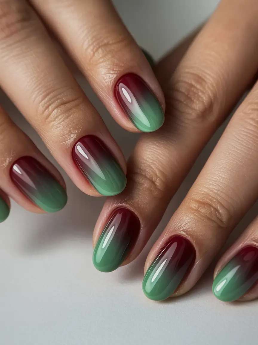 simple short almond nails 2026 Soft Green Gradient Almonds With Seasonal Ease