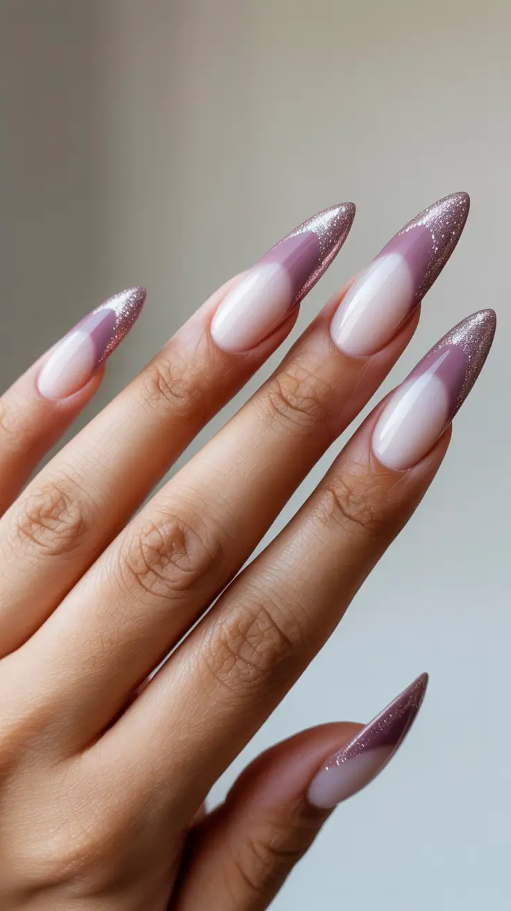 Stiletto nails 2026 Mauve French Tip