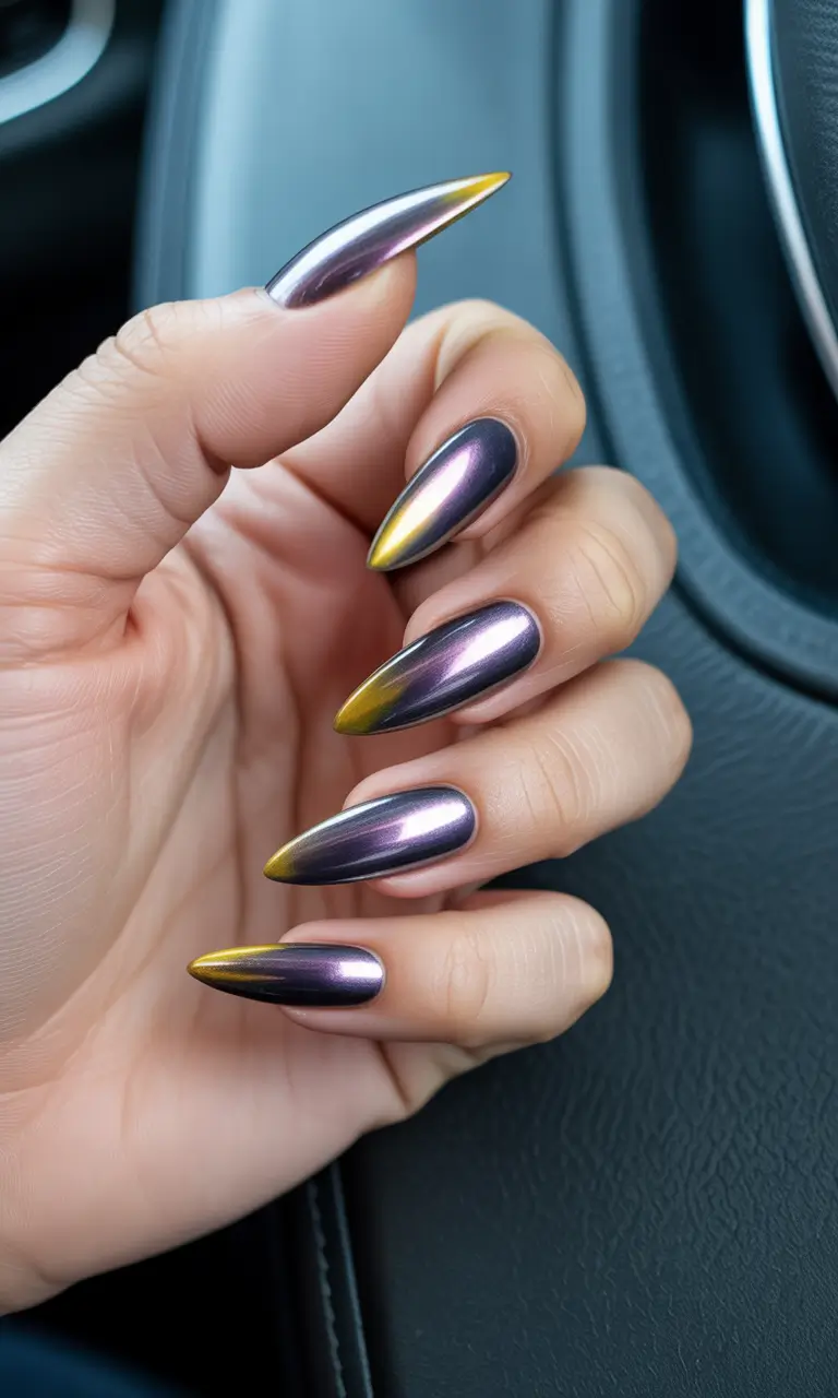 Stiletto nails 2026 Midnight Chrome