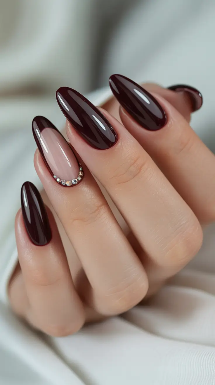 Stiletto nails 2026 Burgundy Crystal