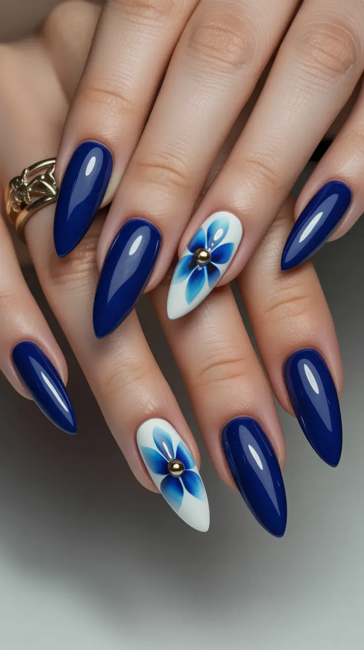 Stiletto nails 2026 Blue Floral