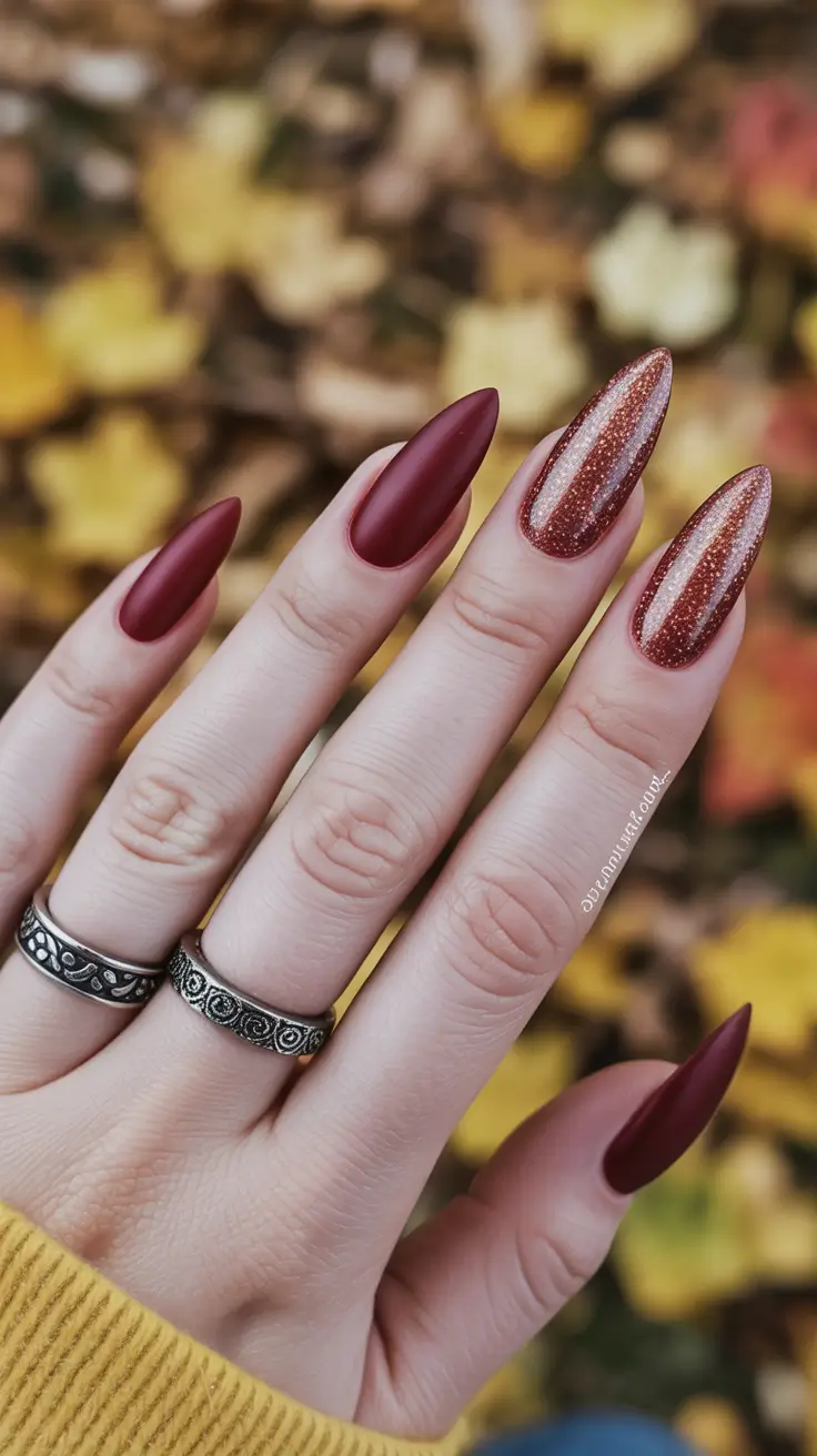 Stiletto nails 2026 Burgundy