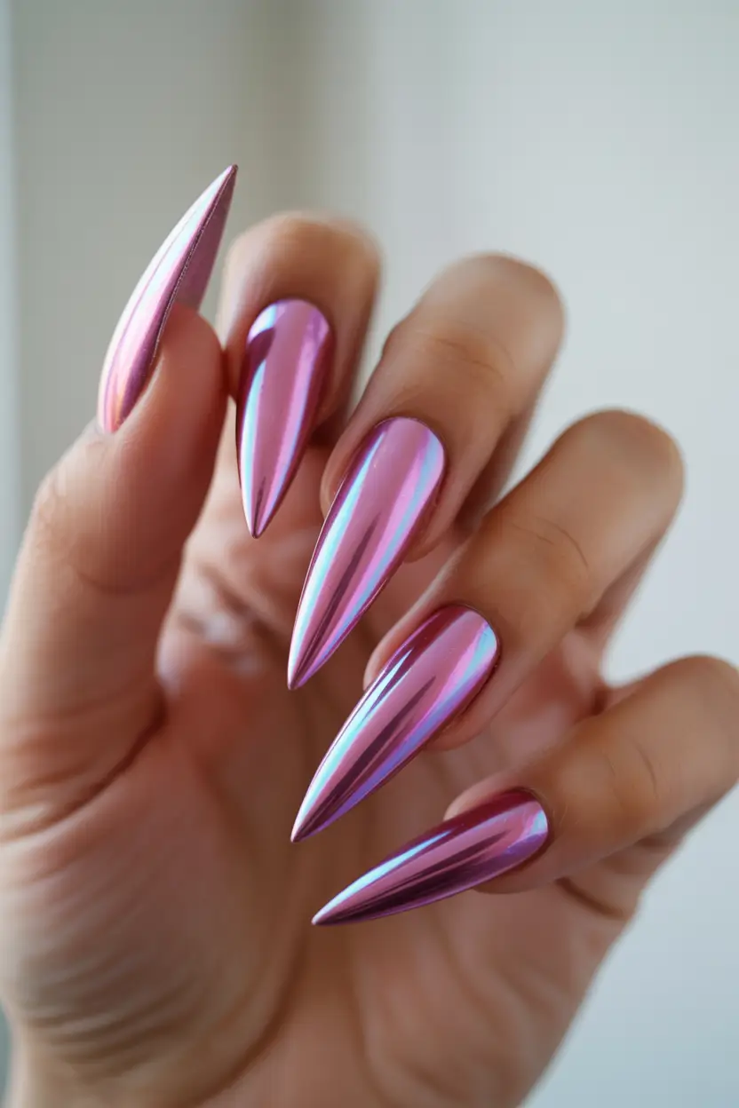 Stiletto nails 2026 Pink Chrome