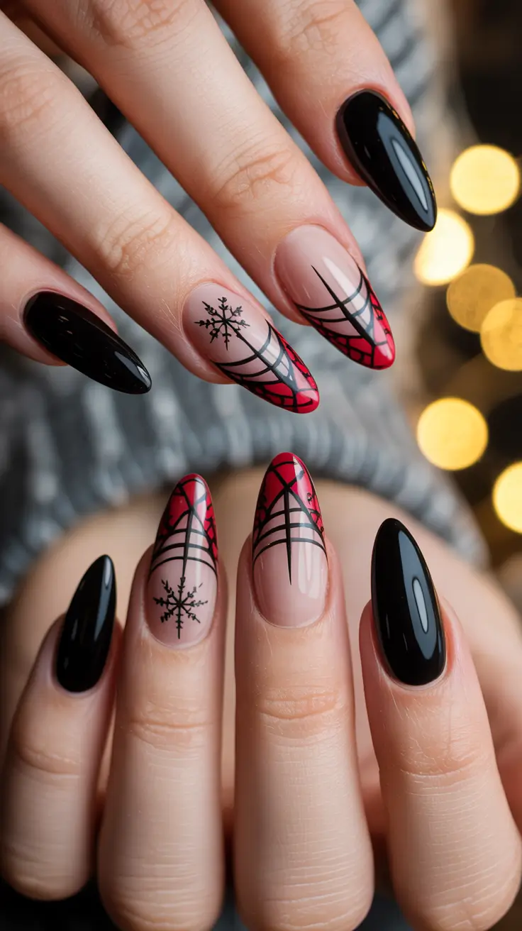 Stiletto nails 2026 Gothic Black Red