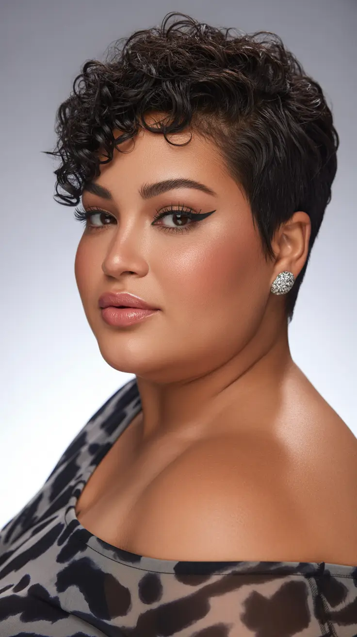 Stylish haircuts for plus size ladies 2026 Curly Crop With Defined Fringe