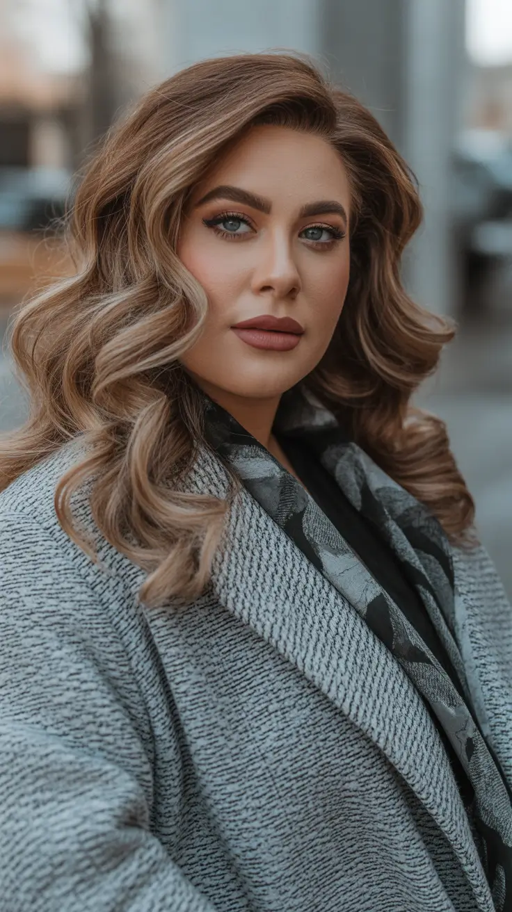 Stylish haircuts for plus size ladies 2026 Classic Hollywood Waves With Soft Contour Layers