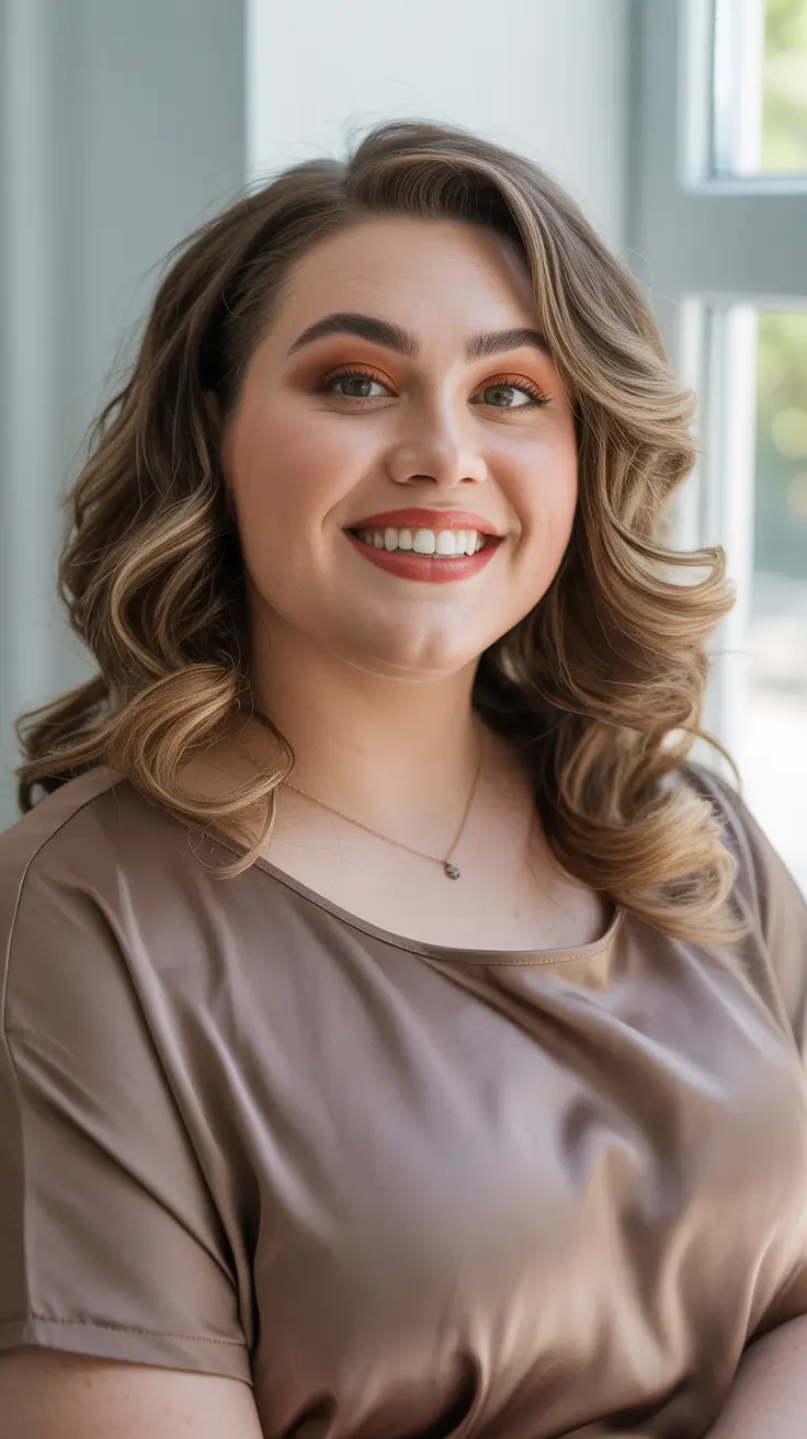 Stylish haircuts for plus size ladies 2026 Soft Shoulder-Grazing Waves With Natural Part