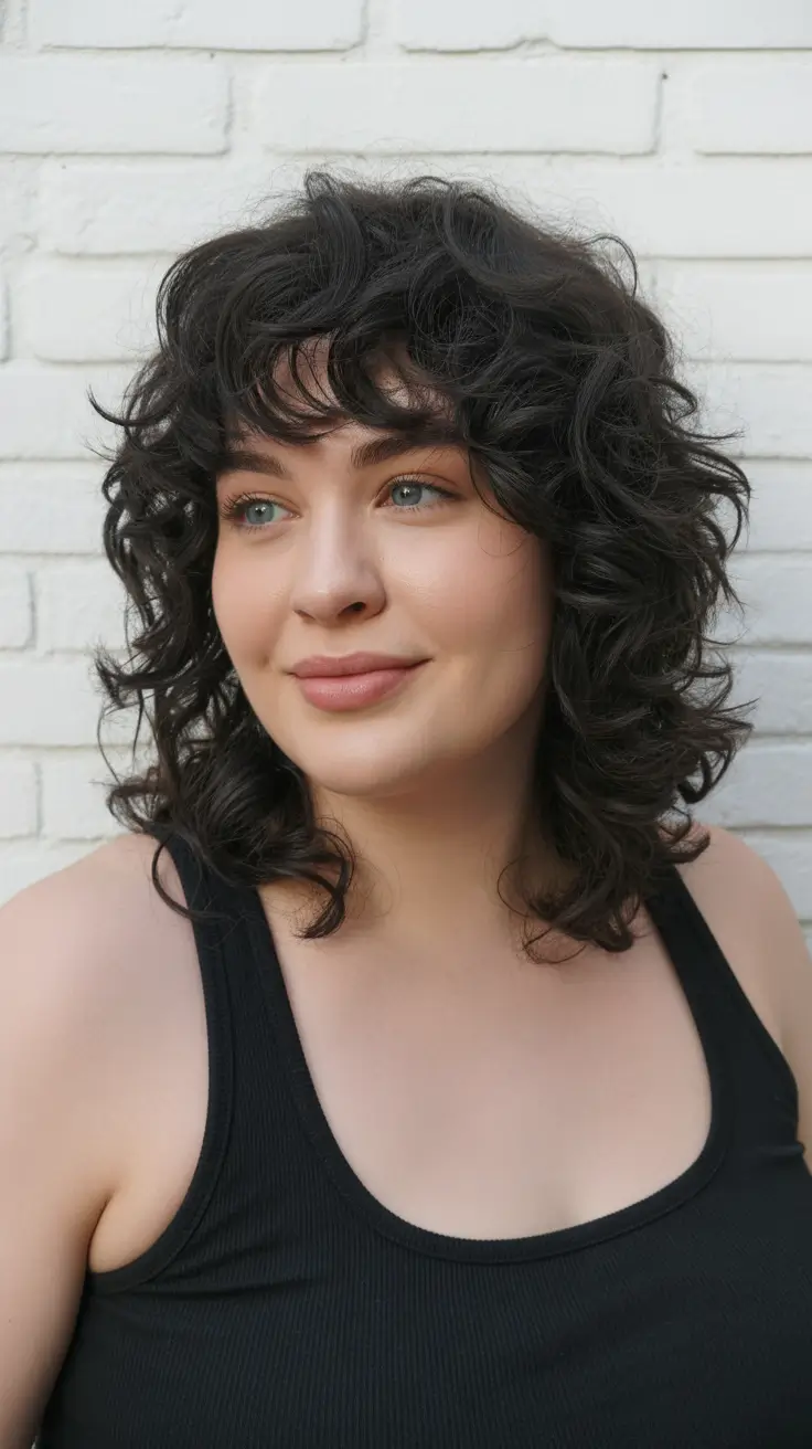 Stylish haircuts for plus size ladies 2026 Curly Shag With Airy Fringe