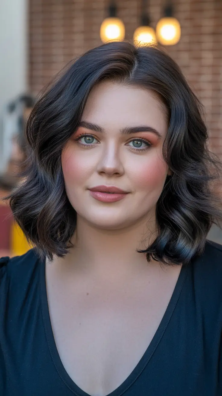Stylish haircuts for plus size ladies 2026 Glossy Collarbone Waves With Natural Parting