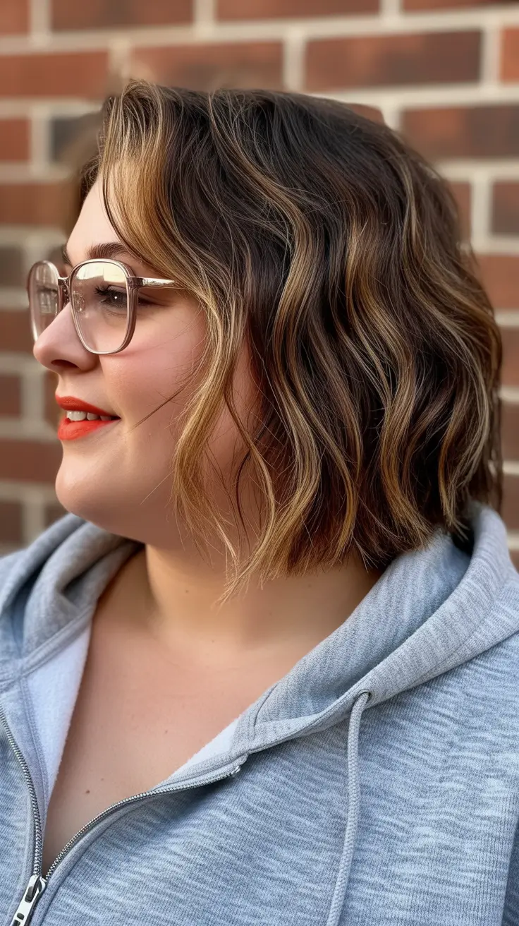 Stylish haircuts for plus size ladies 2026 Soft Wavy Bob With Delicate Highlights