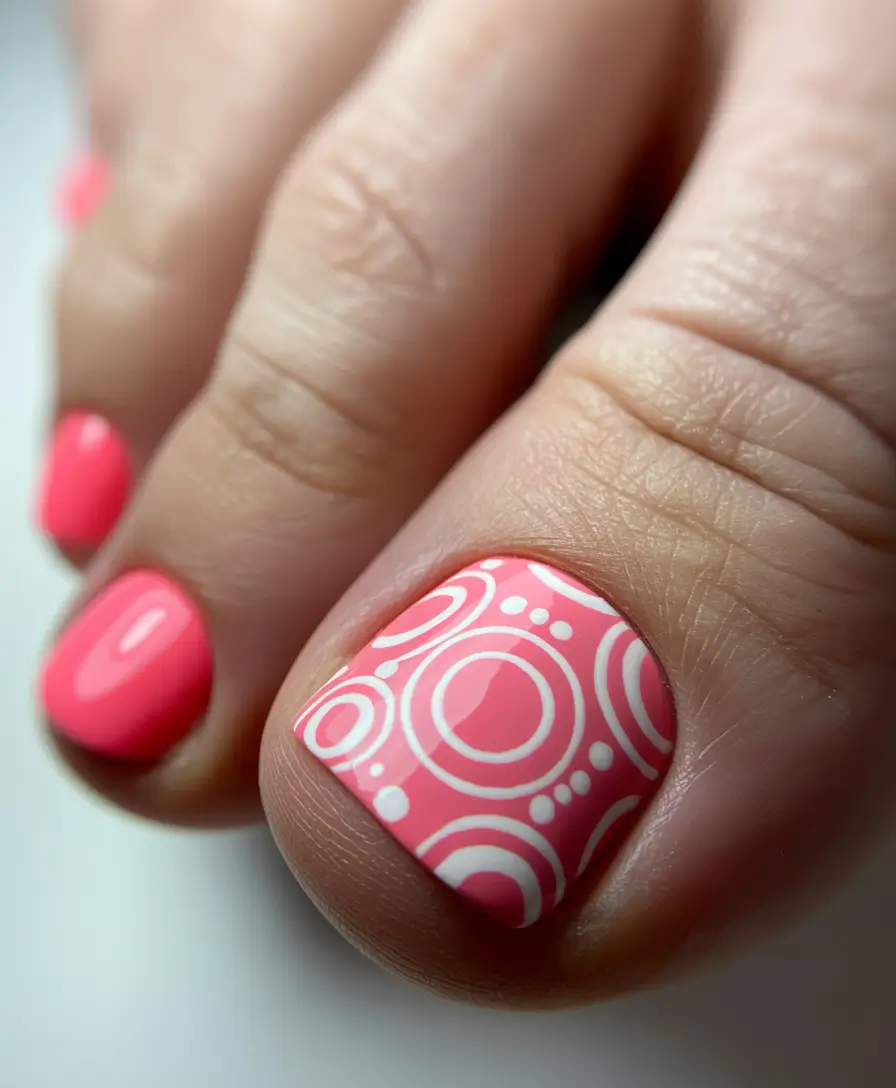 Toe nail designs for 2026 Pink geometry
