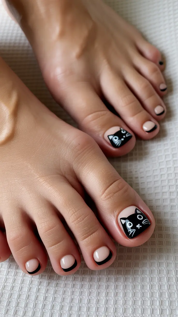 Toe nail designs for 2026 Nude cat art