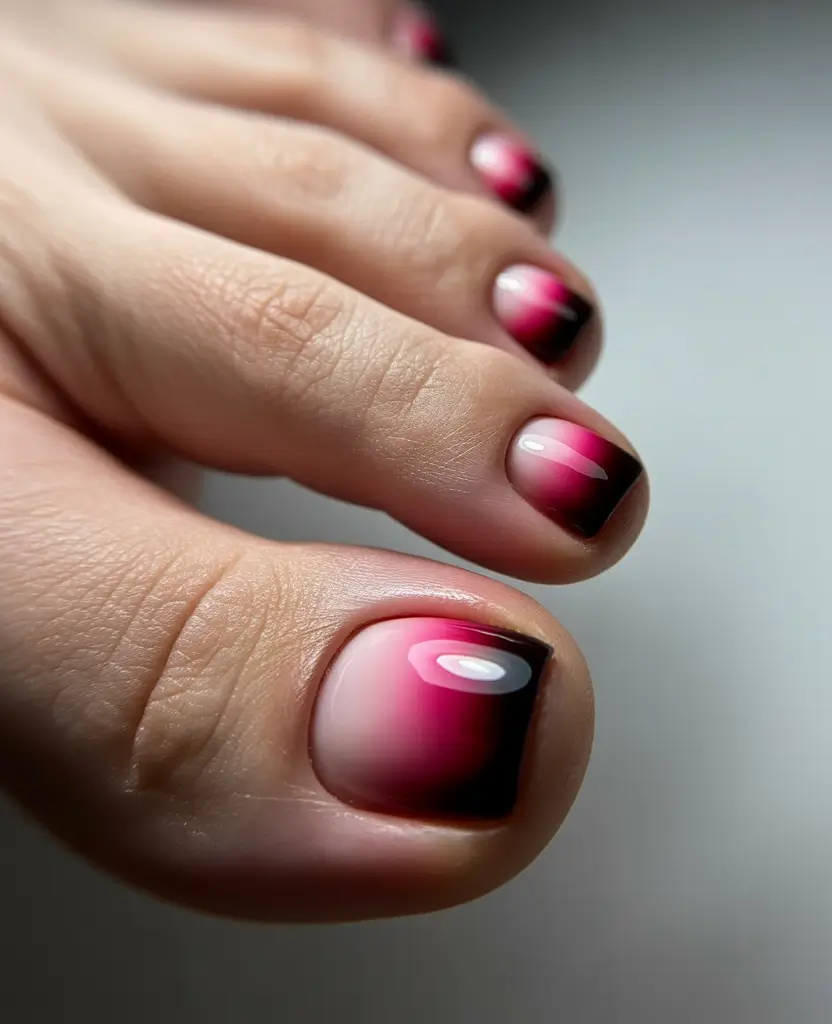 Toe nail designs for 2026 Red black ombre