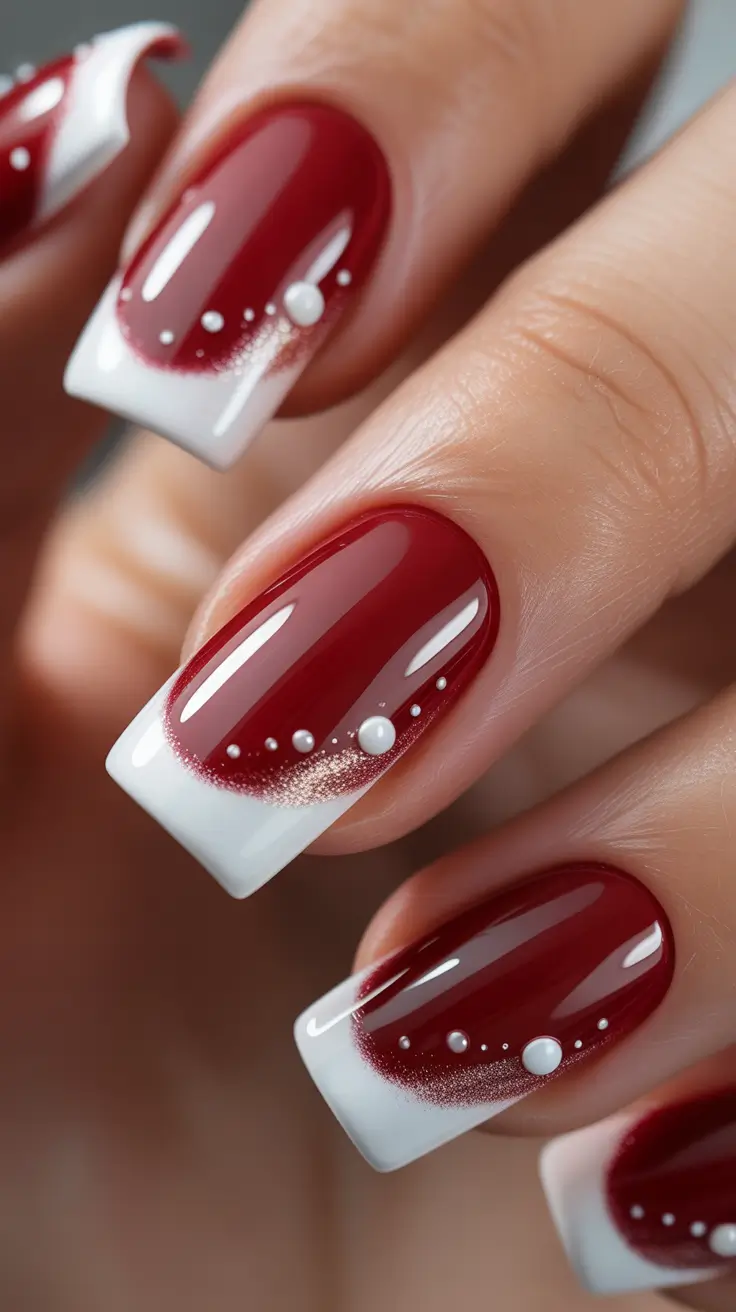 trendy square nails 2026 Red French Square Nails