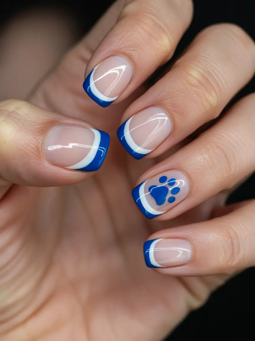 trendy square nails 2026 Blue French Square Nails