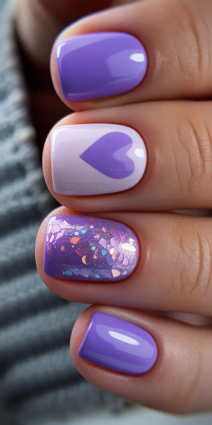 trendy square nails 2026 Purple Heart Square Nails