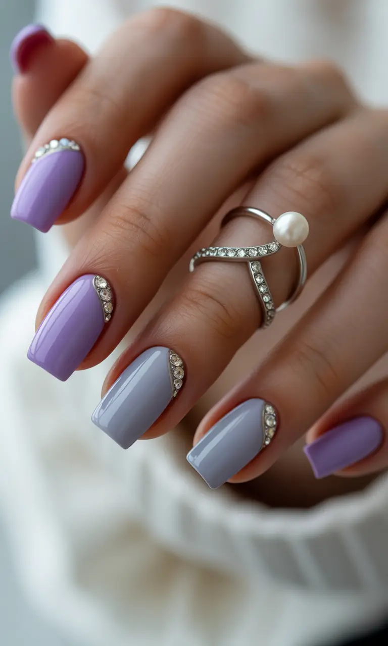 trendy square nails 2026 Soft Lavender Square Nails