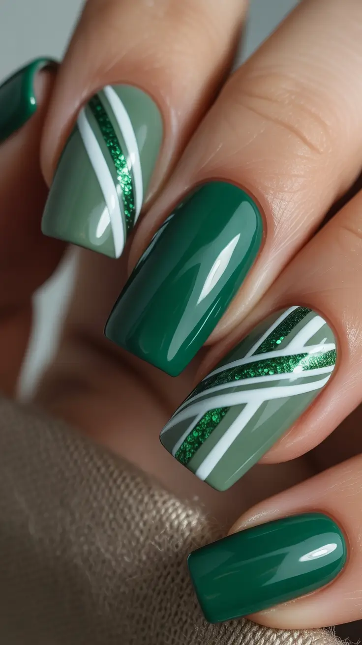 trendy square nails 2026 Green Square Nails