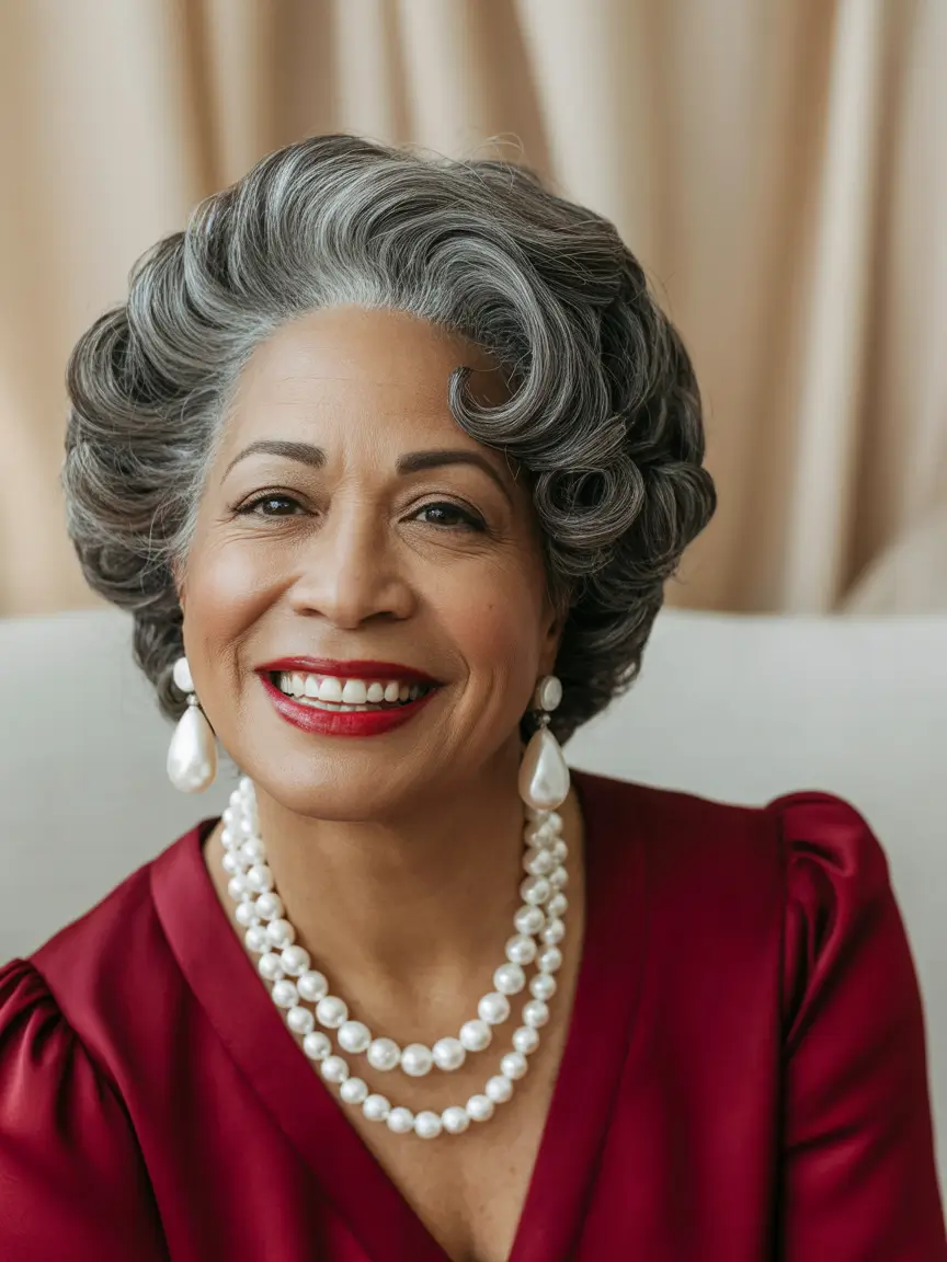 Youthful haircuts for women over 60 2026 Classic Voluminous Bob with Polished Waves