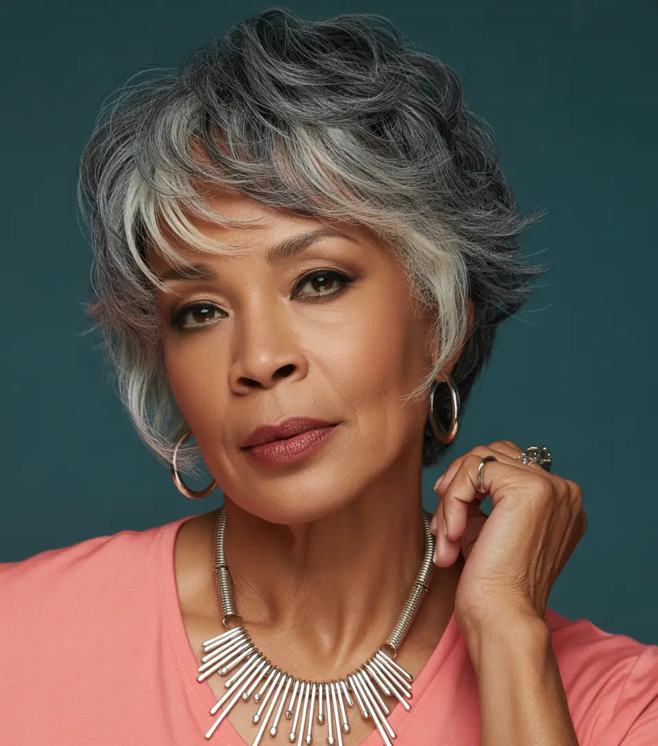 Youthful haircuts for women over 60 2026 Feathered Shape with High Crown Volume