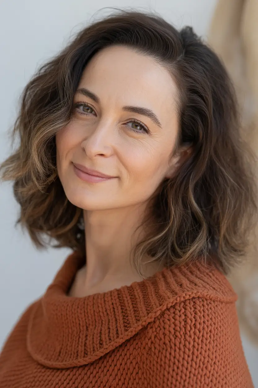 Youthful hairstyles for women over 40 2026 Natural Wavy Style