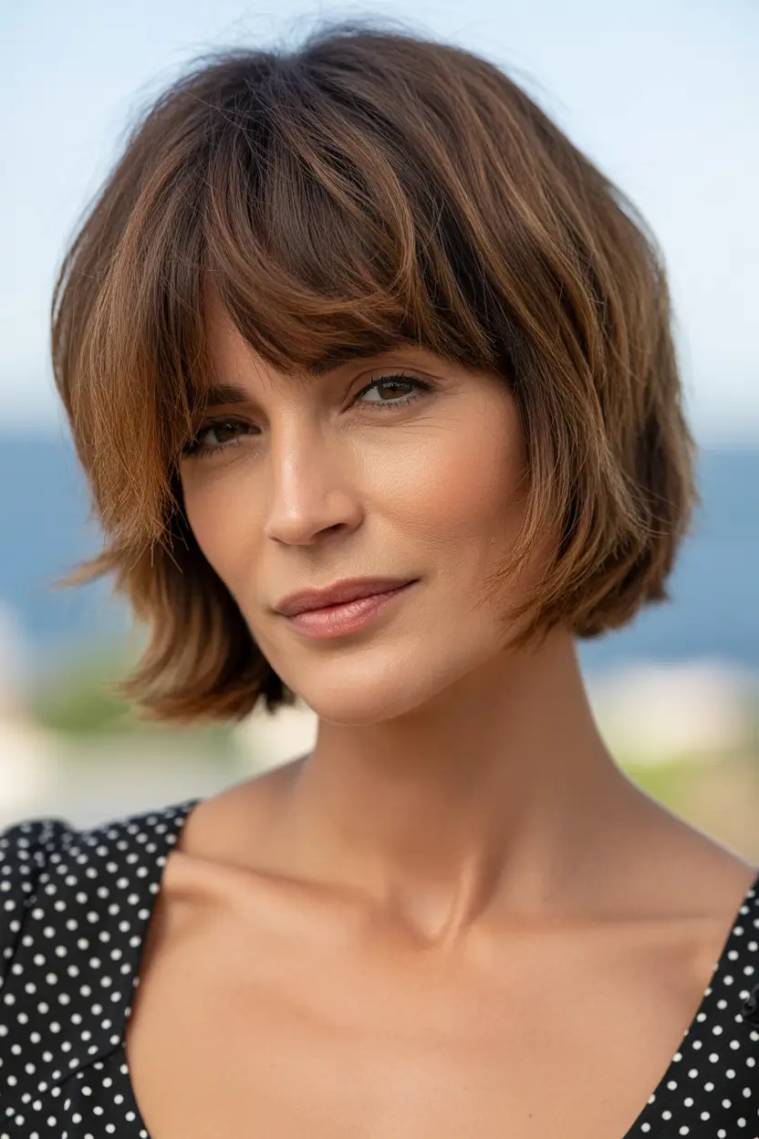 Youthful hairstyles for women over 40 2026 Textured French Bob