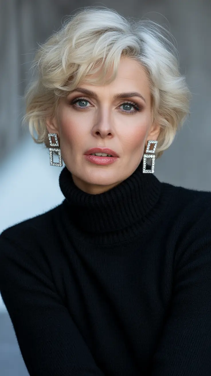 Youthful hairstyles for women over 40 2026 Soft Platinum Crop