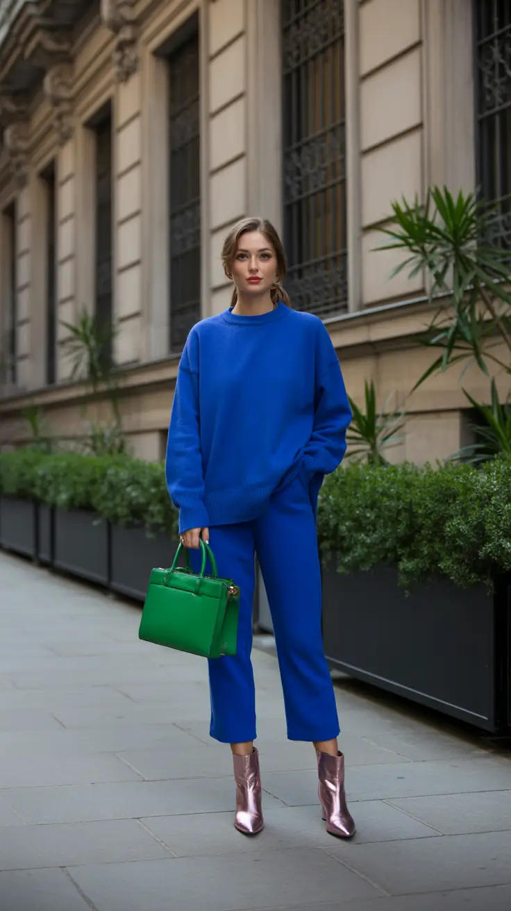 best warm spring outfits 2026 Bold Blue Look