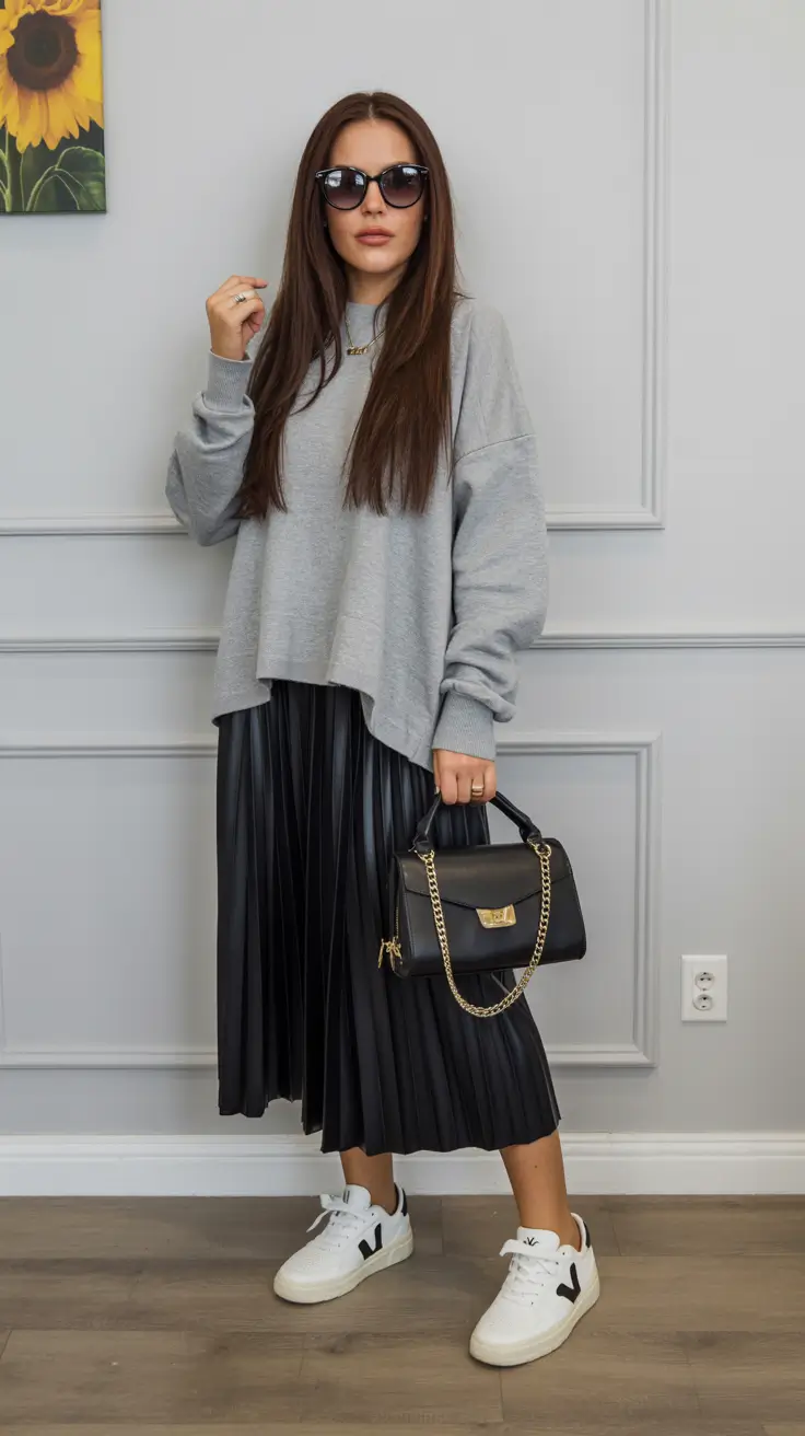 Classy sneakers spring outfit 2026 Chunky Black