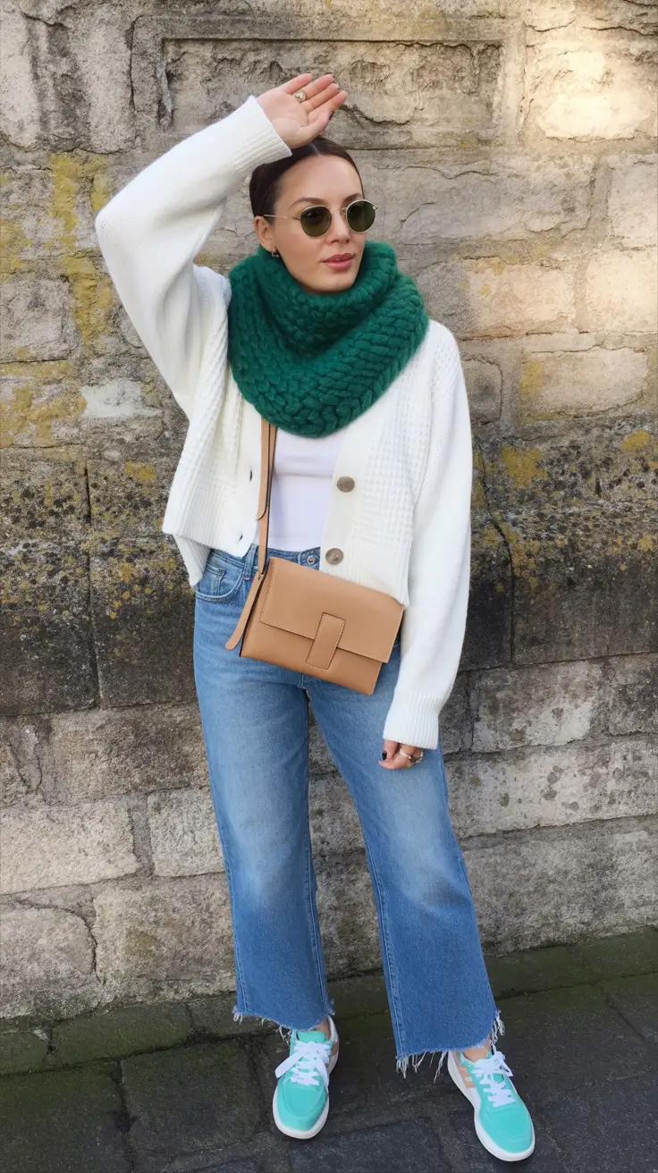 Classy sneakers spring outfit 2026 Green Accent