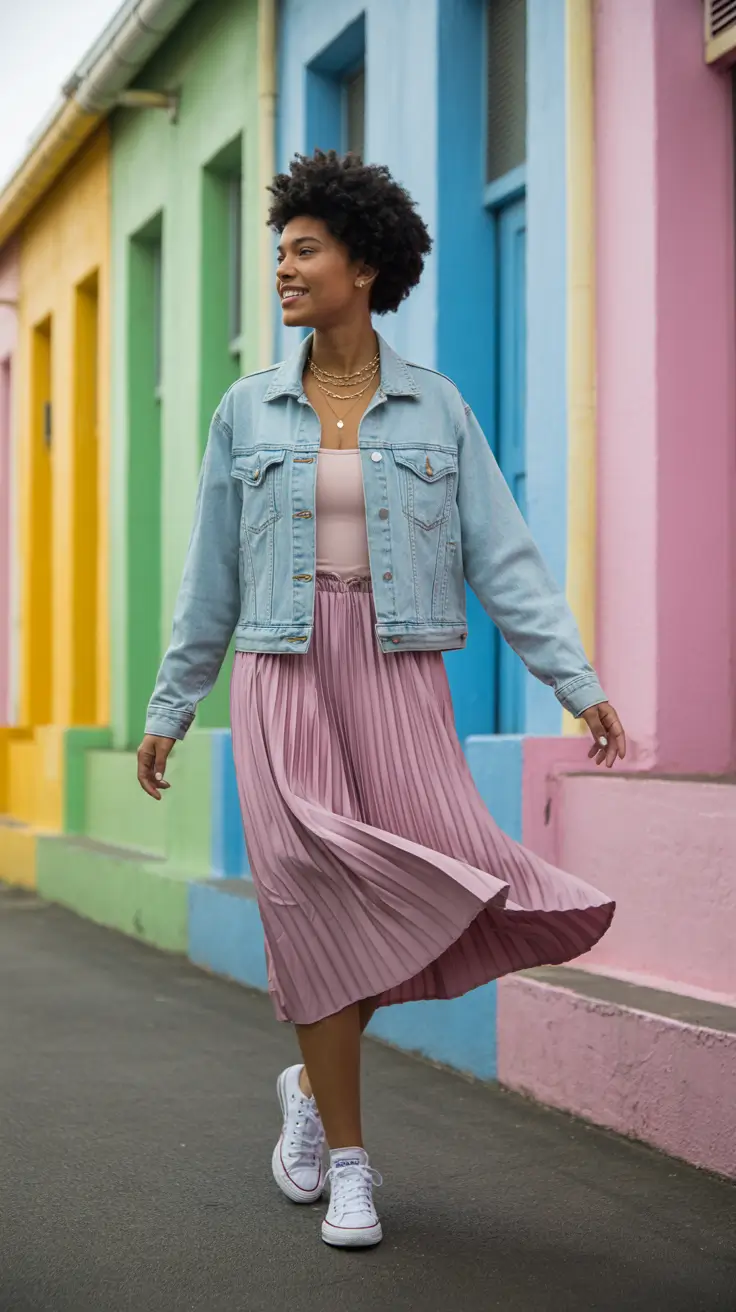 Classy sneakers spring outfit 2026 Pink Yellow