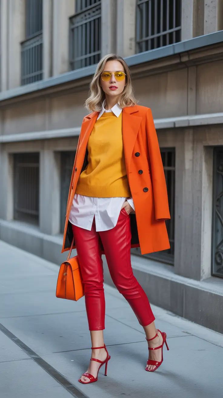 Classy spring fashion outfits 2026 Bright Contrast with Confident Color Play