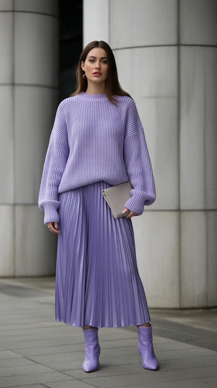 Classy spring fashion outfits 2026 Monochrome Lavender Calm