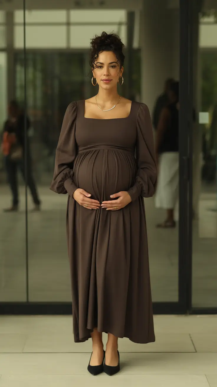 classy spring outfit for pregnant women 2026 Soft Drama With Flowing Elegance