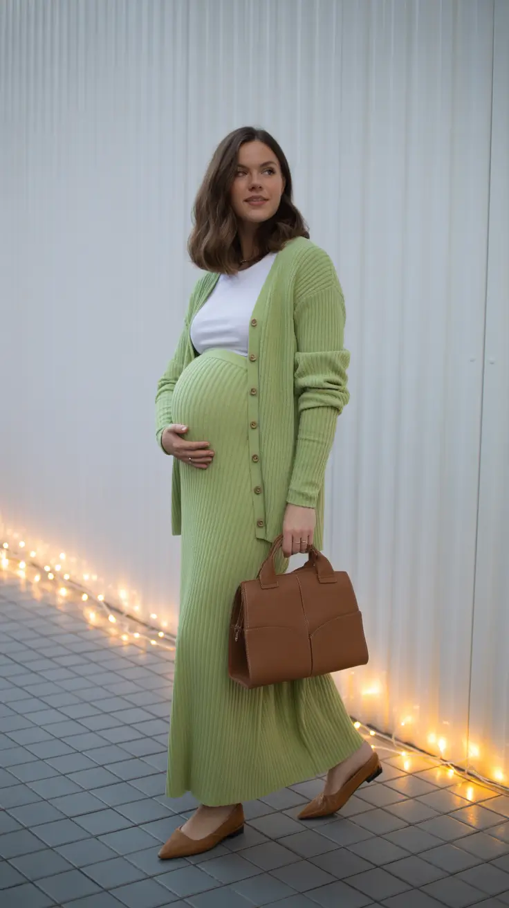 classy spring outfit for pregnant women 2026 Fresh Color With Soft Femininity