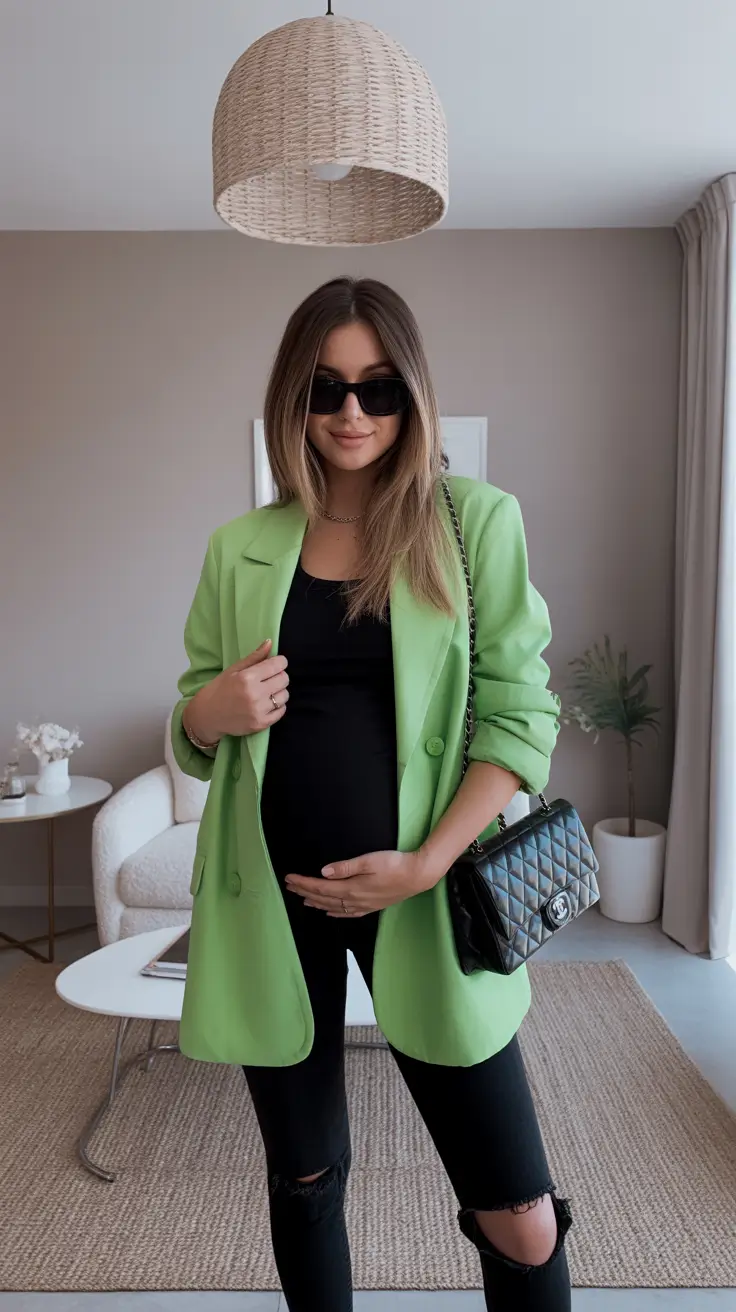 classy spring outfit for pregnant women 2026 Statement Blazer With Modern Confidence