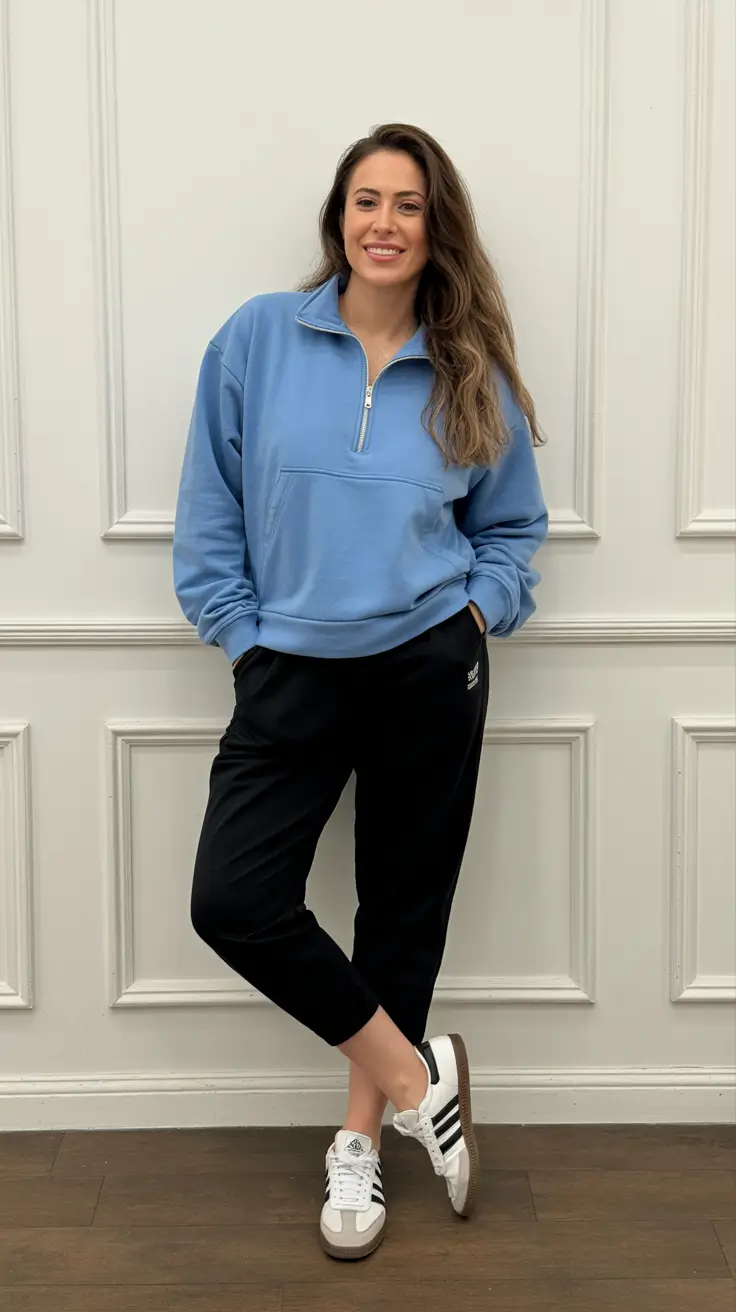classy spring workout outfits 2026 Soft Blue Layers That Ease You Into Early Spring