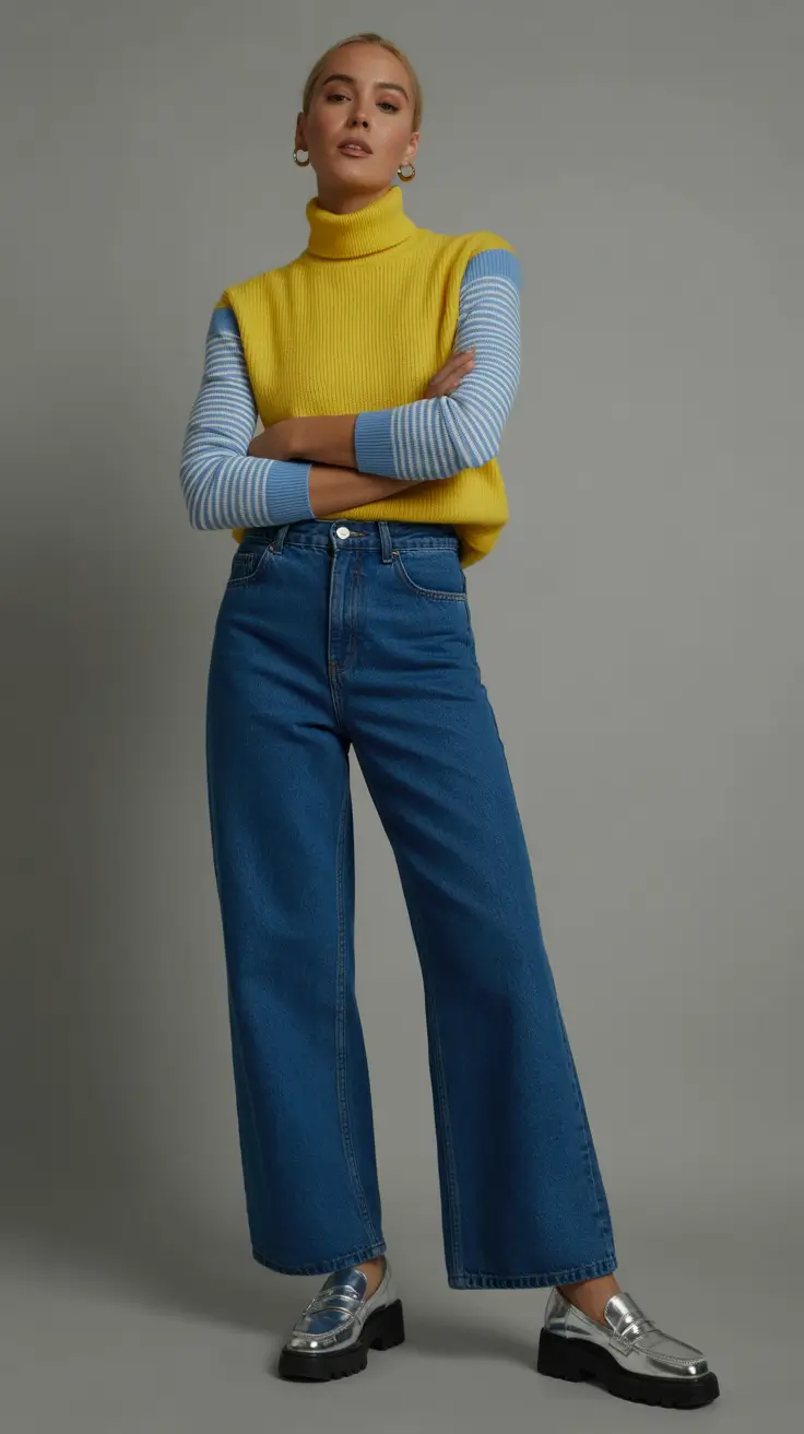 comfy spring mom outfits 2026 color block jeans