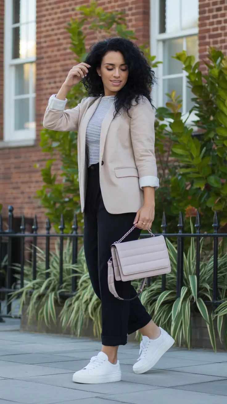 comfy spring mom outfits 2026 soft tailoring