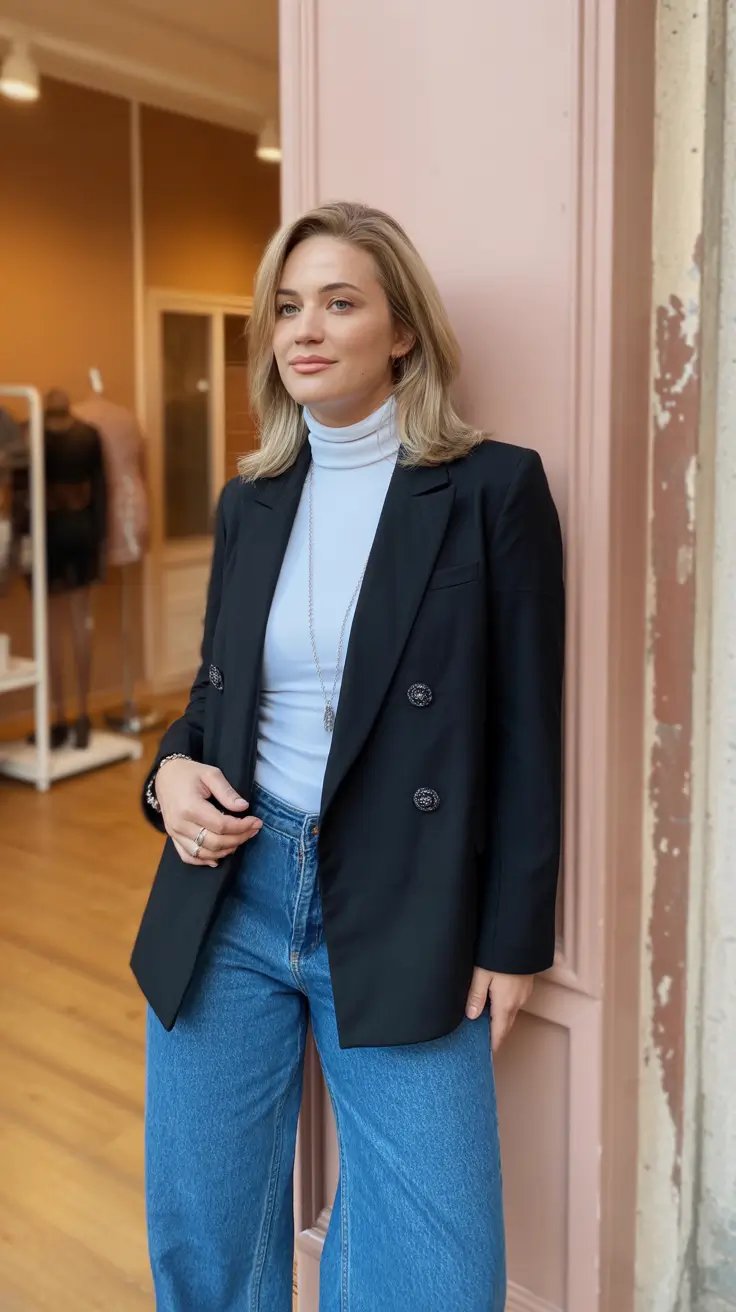 Cute chic spring outfits 2026 Tailored Layers with Denim Ease