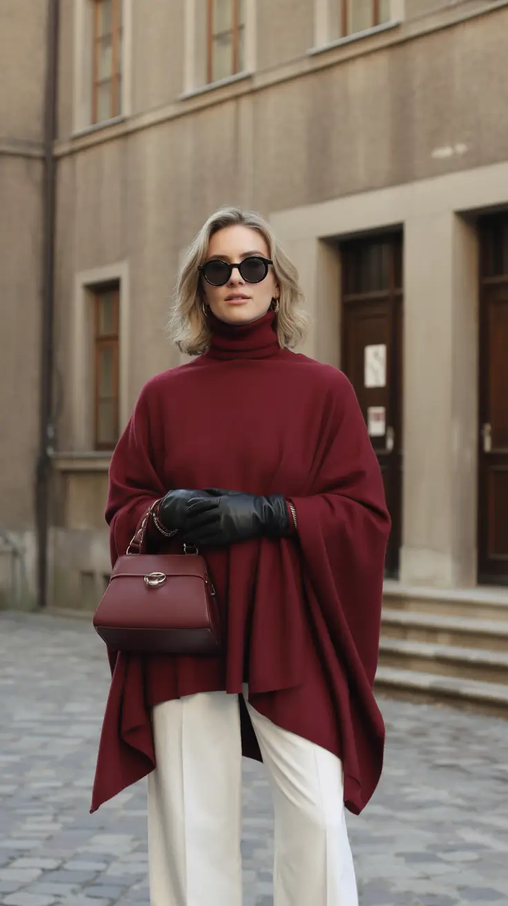 Cute chic spring outfits 2026 Deep Wine Layers with Statement Texture