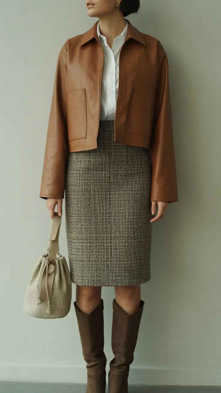 spring skirt outfits work Classic Pencil Skirt with Modern Layers