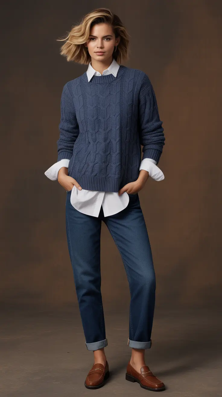 Gorgeous Every Day Spring Outfits 2026 Classic Knit and Denim for Everyday Balance