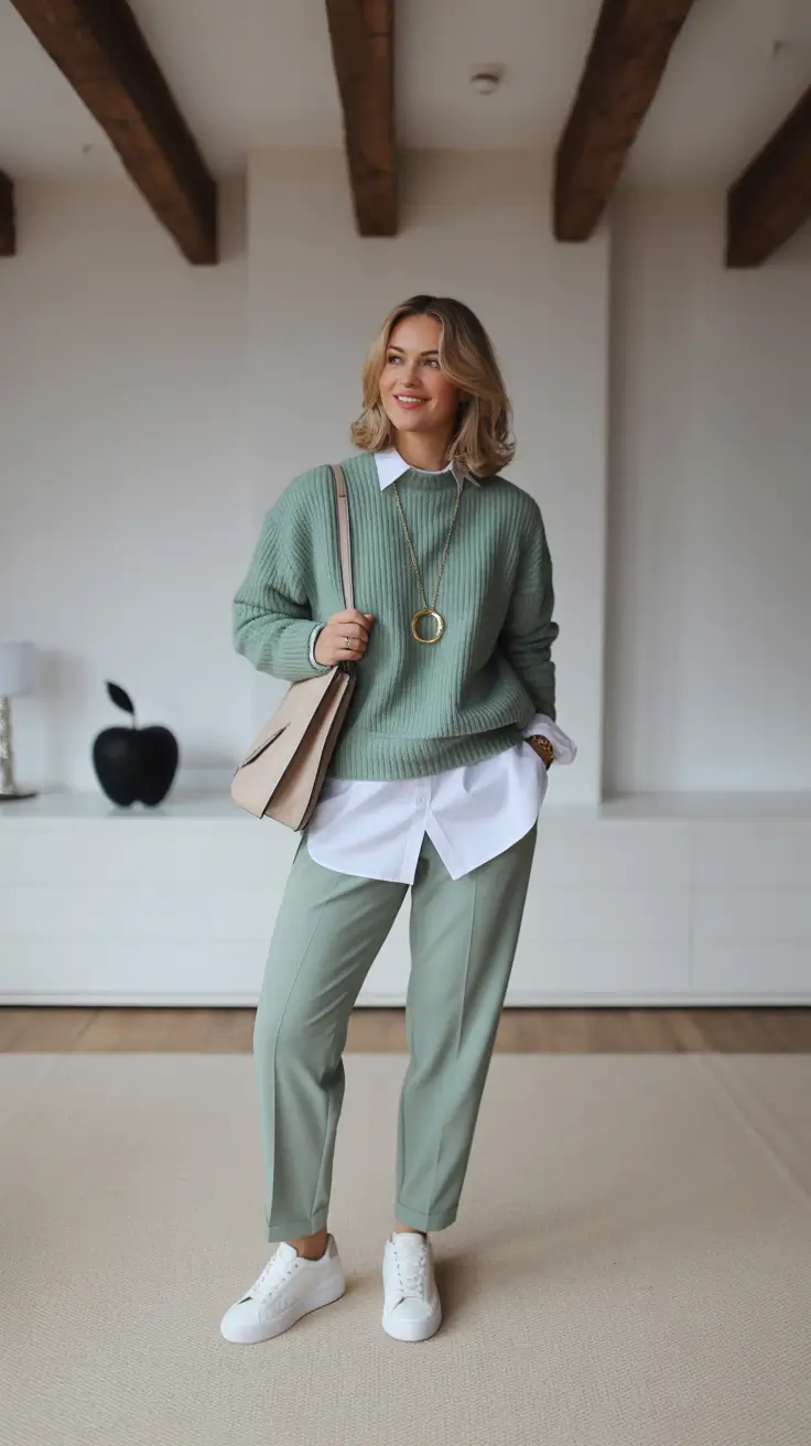 Gorgeous Every Day Spring Outfits 2026 Soft Green Layers for Fresh Spring Energy