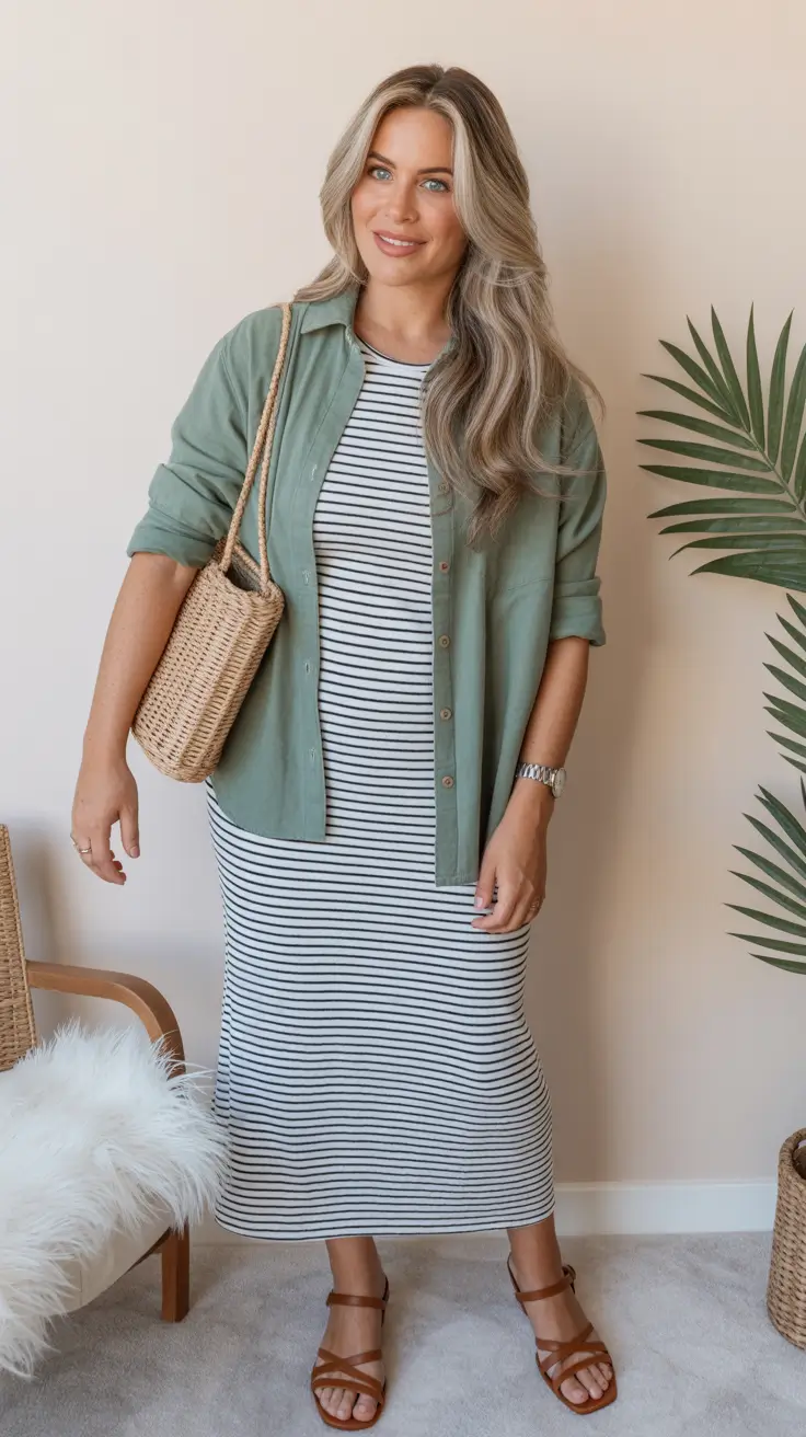 Gorgeous spring vacation outfits 2026 Striped Simplicity for Warm Afternoons