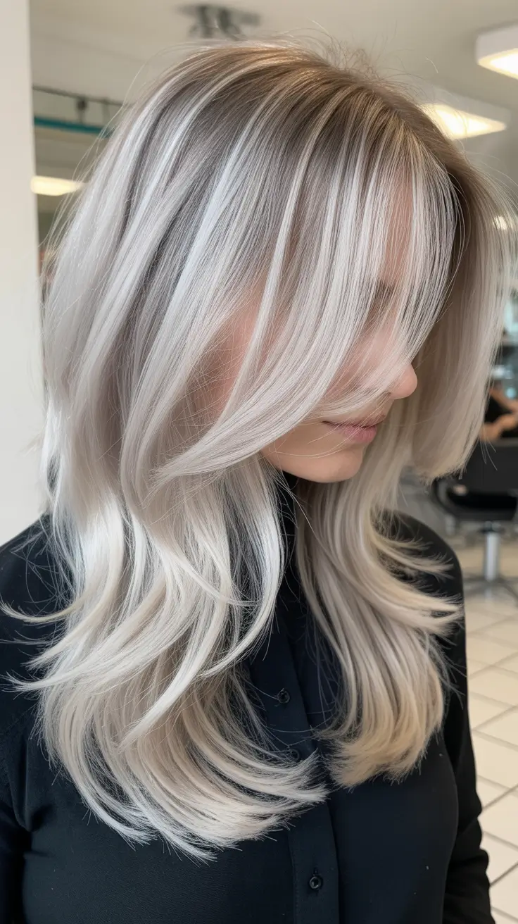 Hair Color Ideas February 2026 Icy Silver Blonde