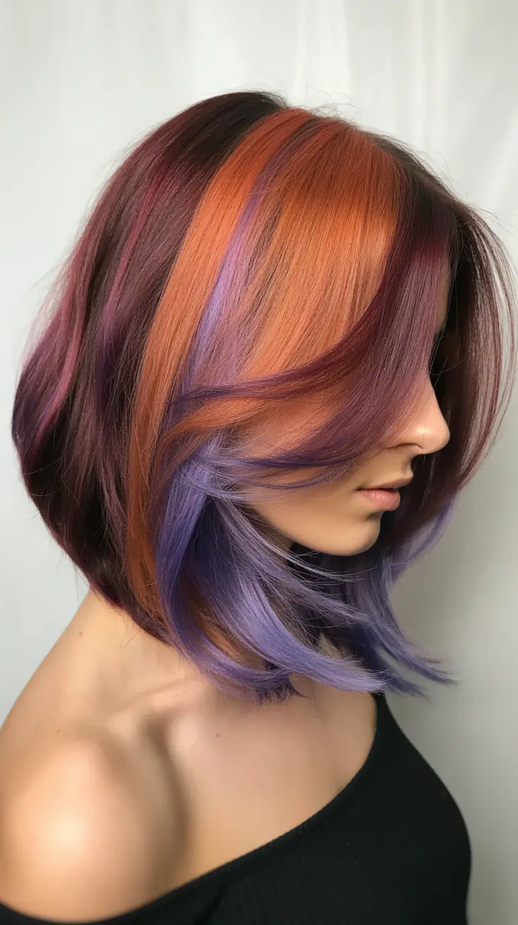 Hair Color Ideas February 2026 Short Bob with Copper and Violet